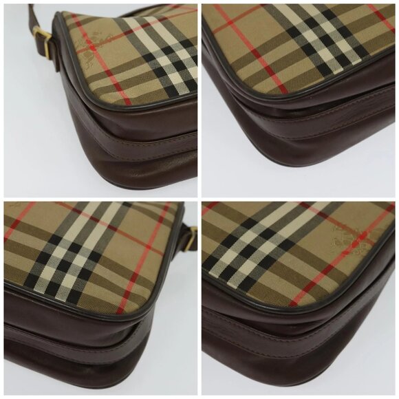 Burberrys Nova Check Shoulder Bag Canvas Beige